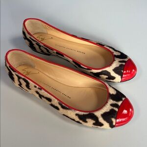 Giuseppe Zanotti calf hair ballet Flats Leopard 38 Jackie Kennedy old money